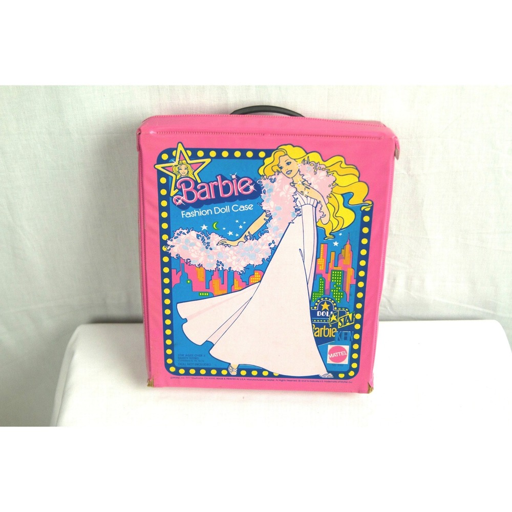 Vintage 1977 Mattel Barbie Fashion Doll Case Pink Vinyl Storage Trunk No 1002